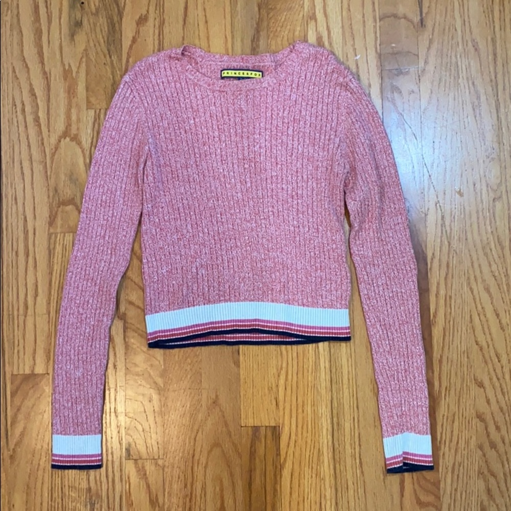 Pink Cropped Long Sleeve Top